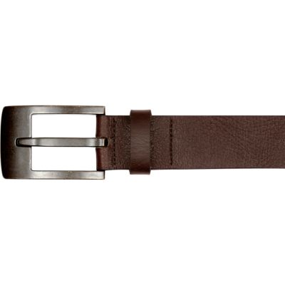 Brown leather brass buckle belt